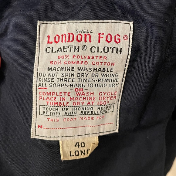 London fog vintage navy blue double breasted maincoat with red liner - Picture 9 of 12